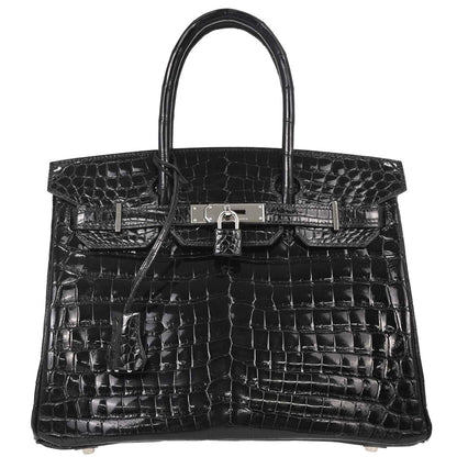Hermes * Black Niloticus Birkin 30 Handbag