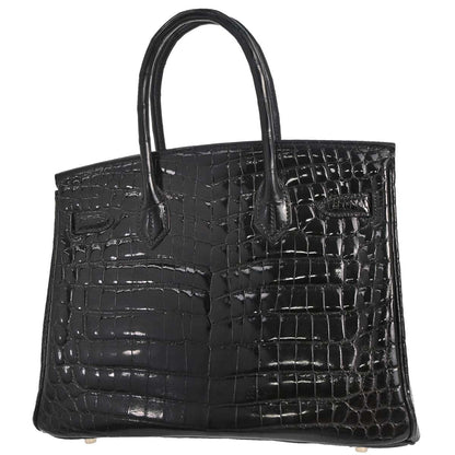 Hermes * Black Niloticus Birkin 30 Handbag