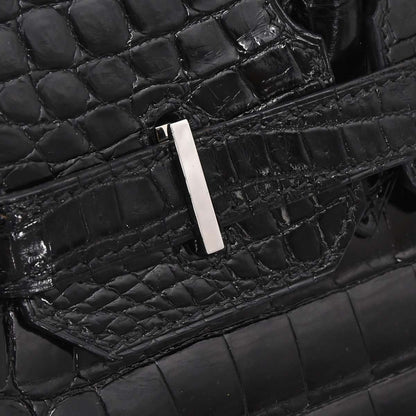 Hermes * Black Niloticus Birkin 30 Handbag
