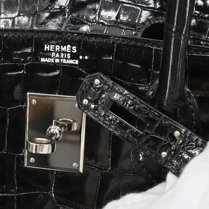Hermes * Black Niloticus Birkin 30 Handbag