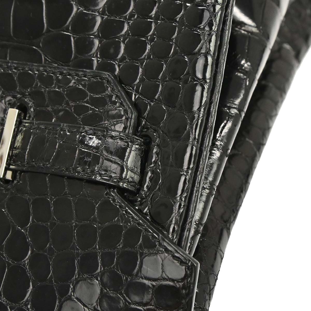 Hermes * Black Porosus Birkin 35 Handbag