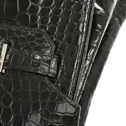 Hermes * Black Porosus Birkin 35 Handbag