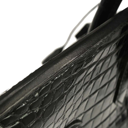 Hermes * Black Porosus Birkin 35 Handbag