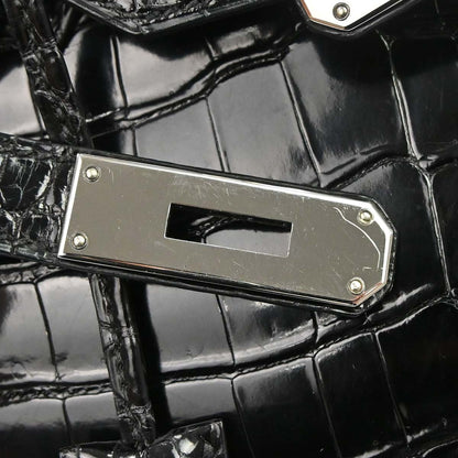 Hermes * Black Porosus Birkin 35 Handbag
