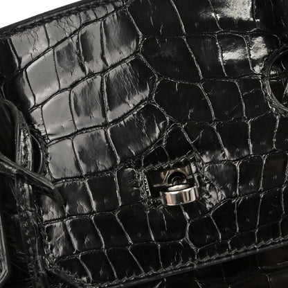 Hermes * Black Porosus Birkin 35 Handbag