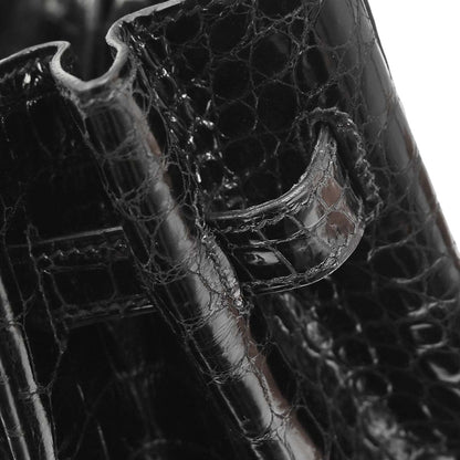 Hermes * Black Porosus Birkin 35 Handbag