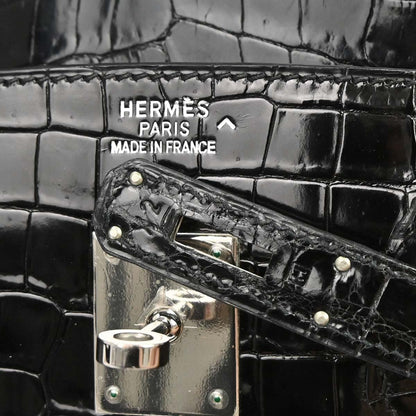 Hermes * Black Porosus Birkin 35 Handbag