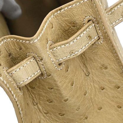 Hermes * Beige Ostrich Mini Kelly 20 Sellier 2way Shoulder Handbag