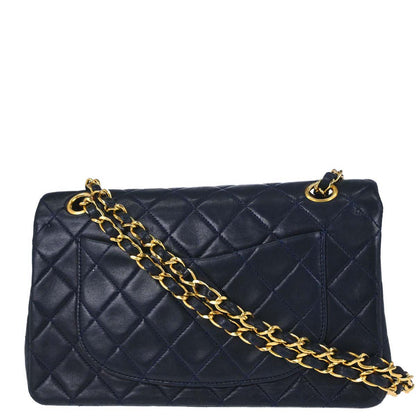 Chanel Navy Lambskin Small Classic Double Flap Shoulder Bag