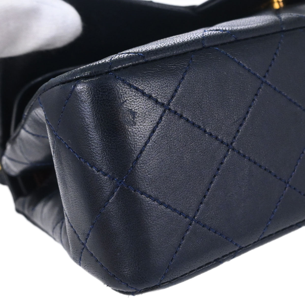 Chanel Navy Lambskin Small Classic Double Flap Shoulder Bag
