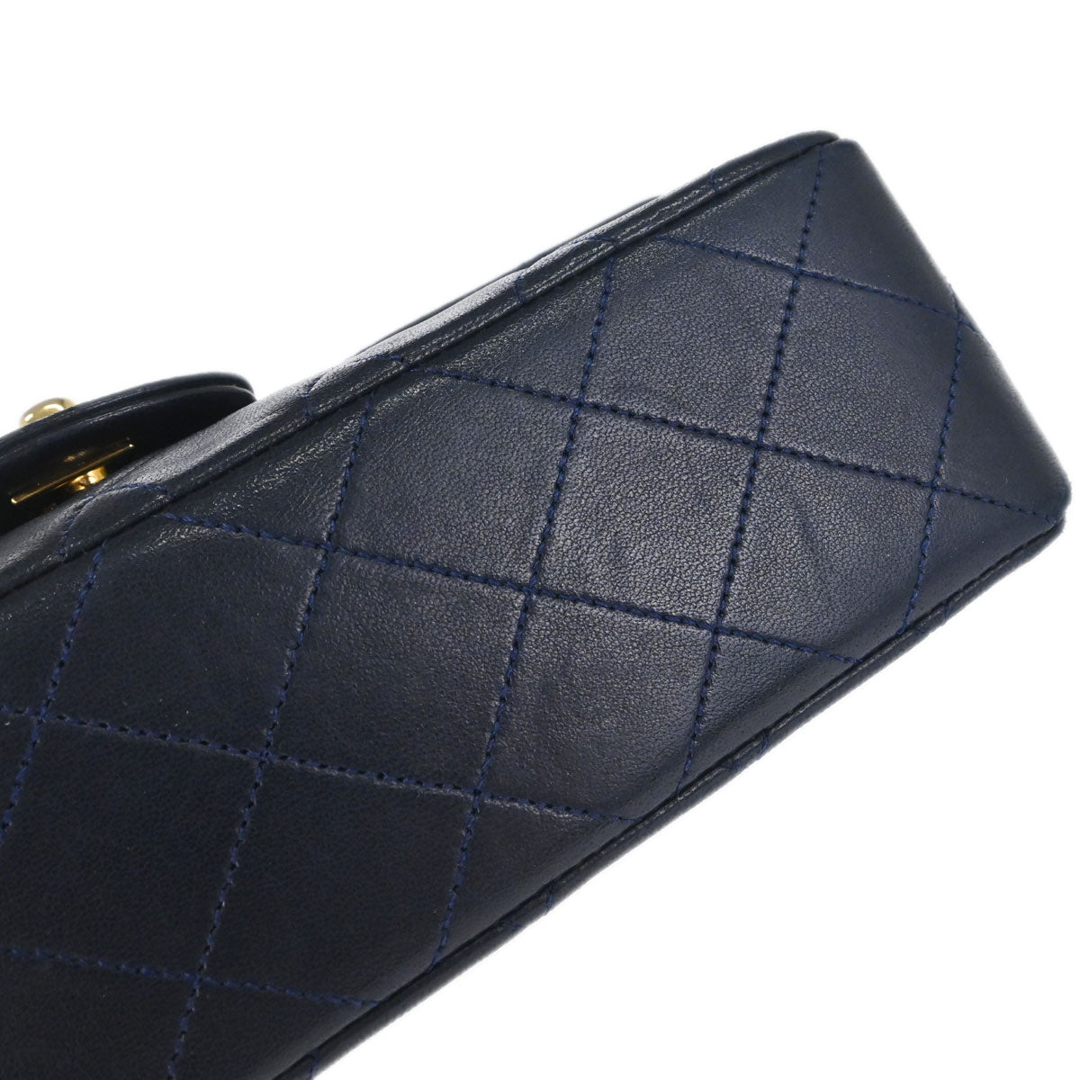 Chanel Navy Lambskin Small Classic Double Flap Shoulder Bag