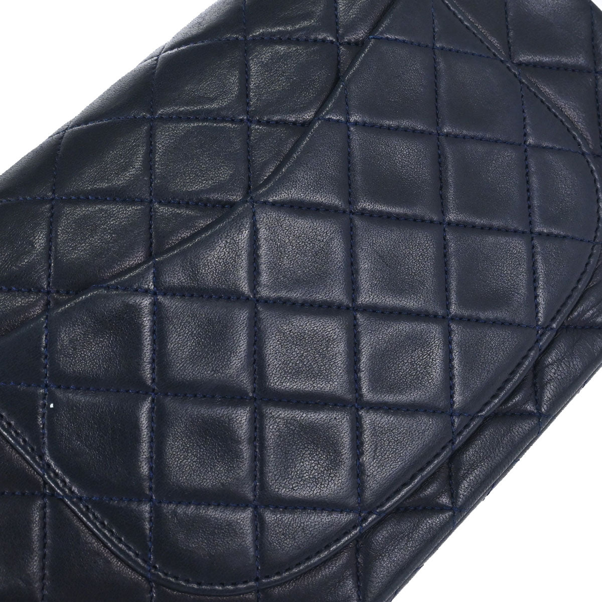 Chanel Navy Lambskin Small Classic Double Flap Shoulder Bag