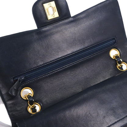 Chanel Navy Lambskin Small Classic Double Flap Shoulder Bag