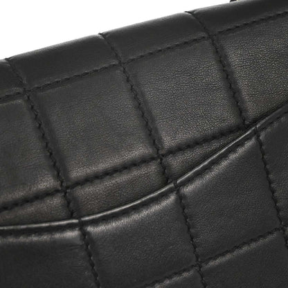 Chanel 2002-2003 Black Lambskin Choco Bar Single Flap Shoulder Bag