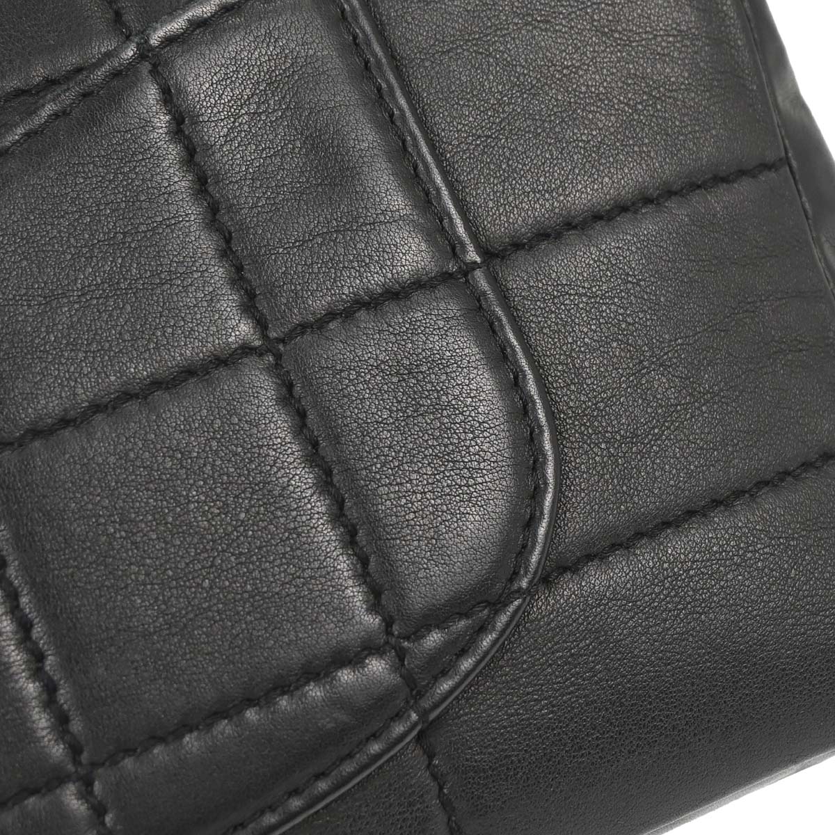 Chanel 2002-2003 Black Lambskin Choco Bar Single Flap Shoulder Bag