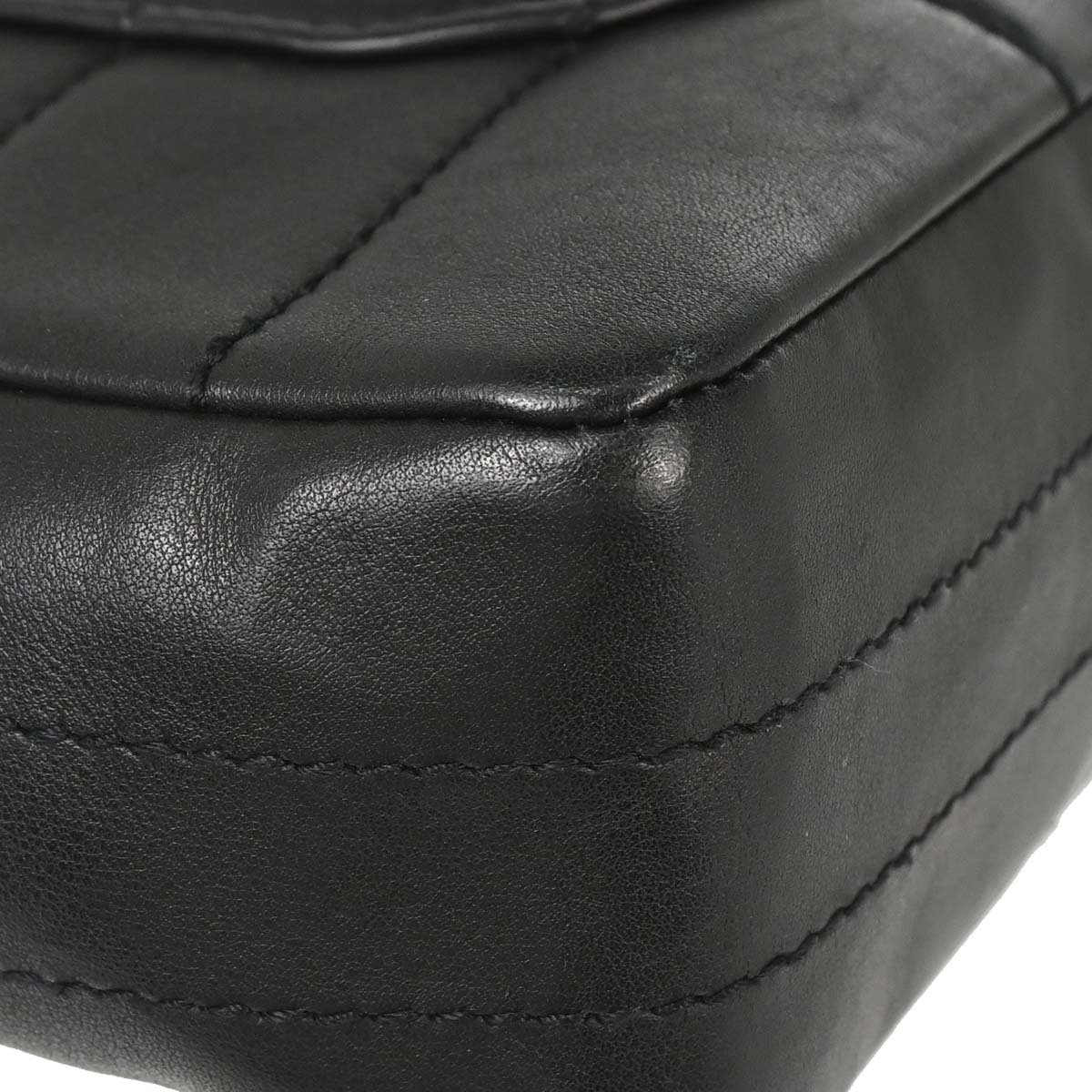 Chanel 2002-2003 Black Lambskin Choco Bar Single Flap Shoulder Bag
