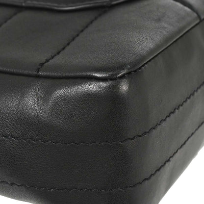 Chanel 2002-2003 Black Lambskin Choco Bar Single Flap Shoulder Bag