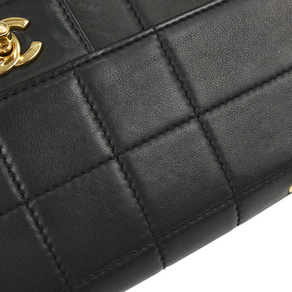 Chanel 2002-2003 Black Lambskin Choco Bar Single Flap Shoulder Bag