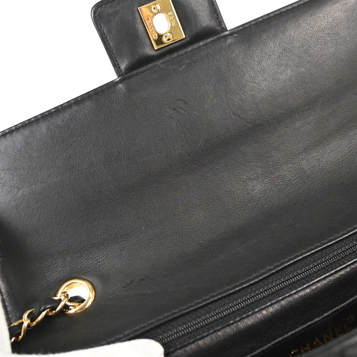 Chanel 2002-2003 Black Lambskin Choco Bar Single Flap Shoulder Bag