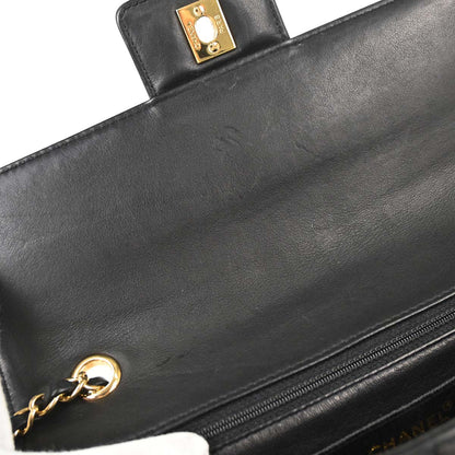 Chanel 2002-2003 Black Lambskin Choco Bar Single Flap Shoulder Bag