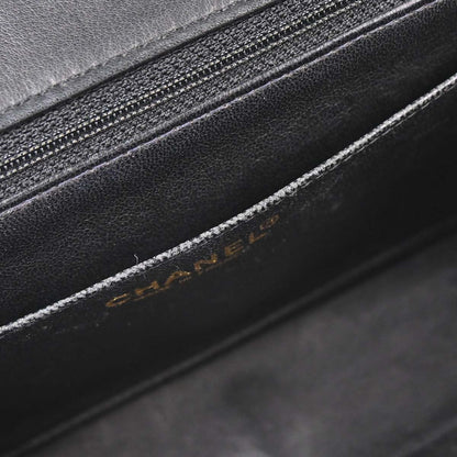 Chanel 2002-2003 Black Lambskin Choco Bar Single Flap Shoulder Bag