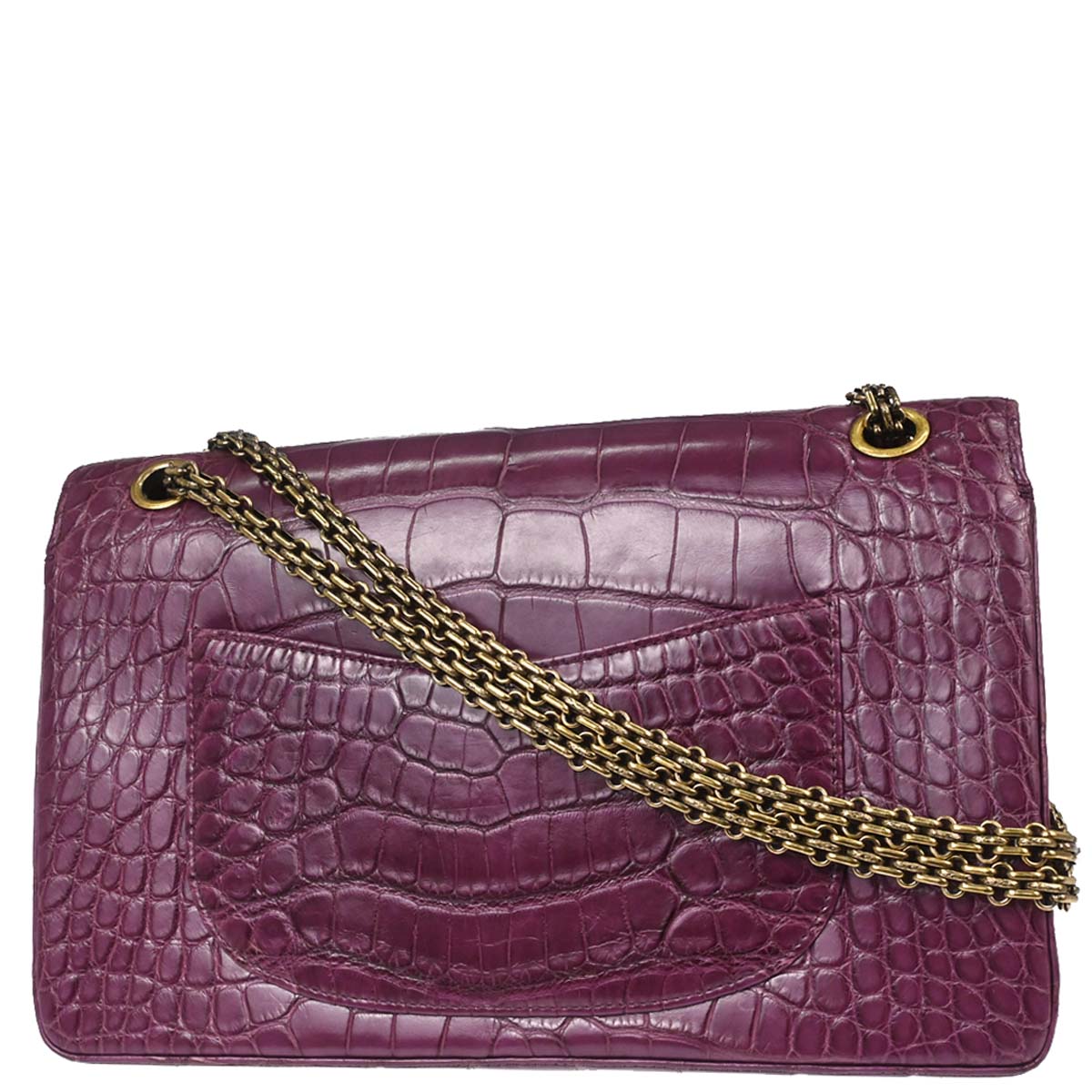 Chanel * Purple Crocodile Classic Single Flap Shoulder Bag