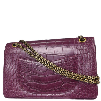 Chanel * Purple Crocodile Classic Single Flap Shoulder Bag