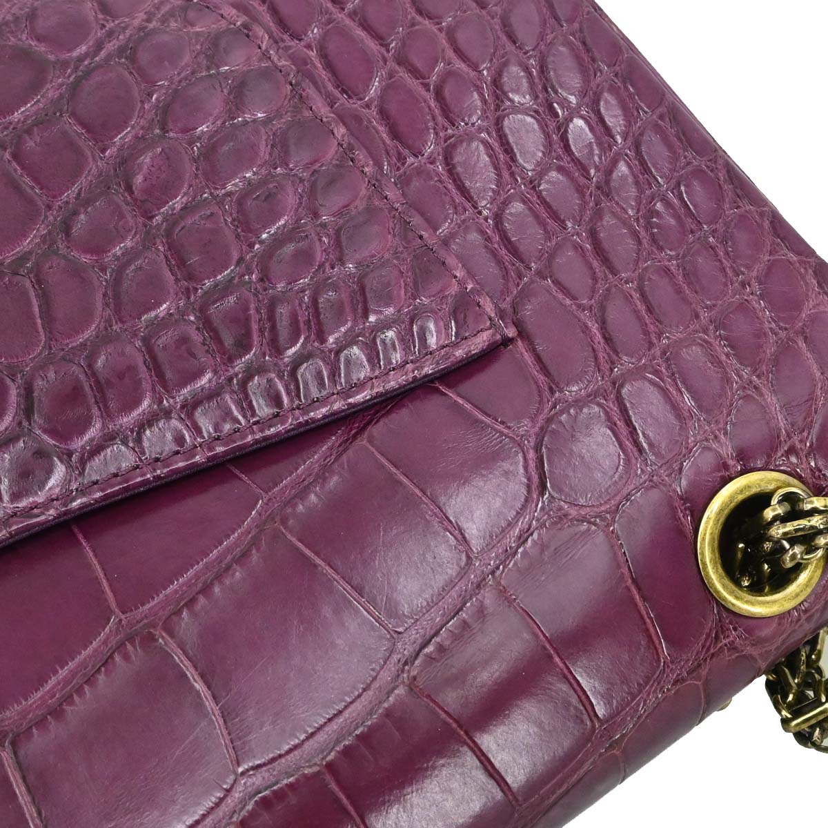 Chanel * Purple Crocodile Classic Single Flap Shoulder Bag