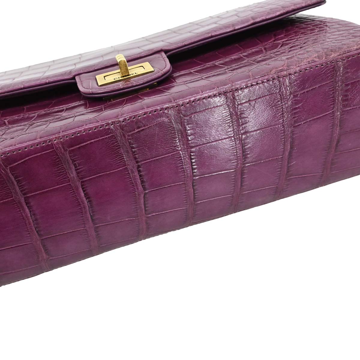 Chanel * Purple Crocodile Classic Single Flap Shoulder Bag