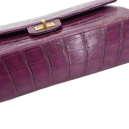 Chanel * Purple Crocodile Classic Single Flap Shoulder Bag