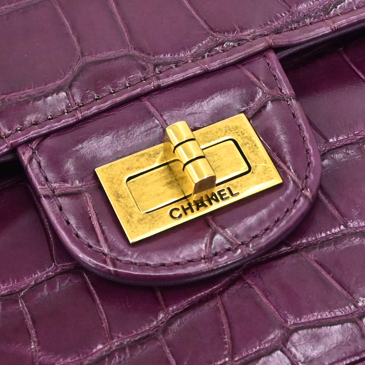 Chanel * Purple Crocodile Classic Single Flap Shoulder Bag