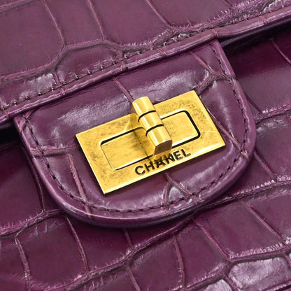 Chanel * Purple Crocodile Classic Single Flap Shoulder Bag