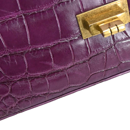 Chanel * Purple Crocodile Classic Single Flap Shoulder Bag