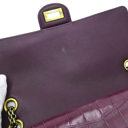 Chanel * Purple Crocodile Classic Single Flap Shoulder Bag