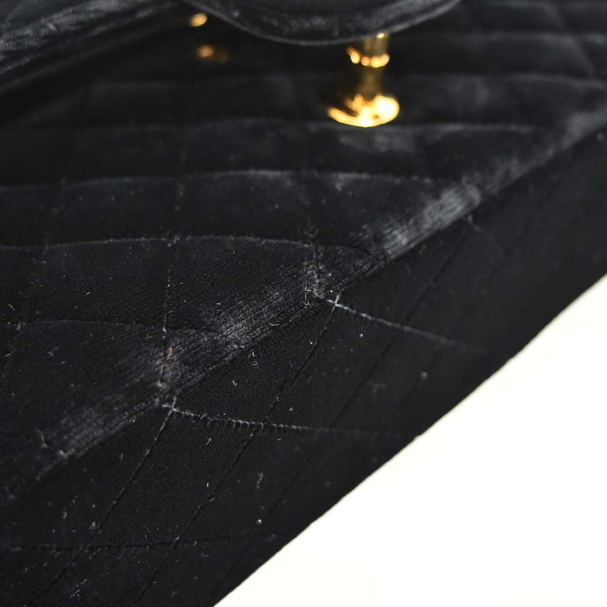 Chanel 1994-1996 Black Velvet Medium Classic Double Flap Shoulder Bag