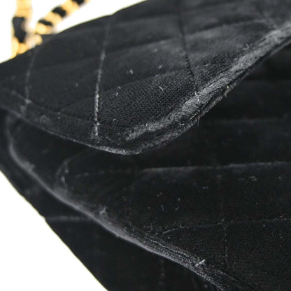 Chanel 1994-1996 Black Velvet Medium Classic Double Flap Shoulder Bag