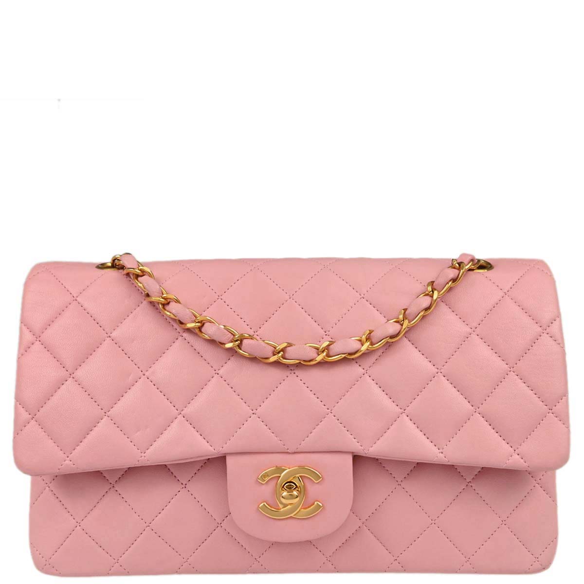 Chanel Pink Lambskin Medium Classic Double Flap Shoulder Bag