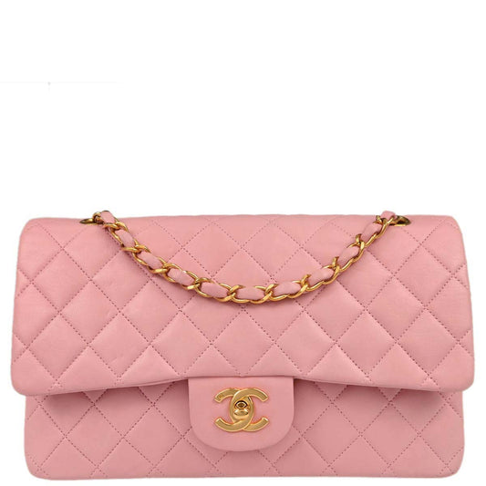 Chanel Pink Lambskin Medium Classic Double Flap Shoulder Bag