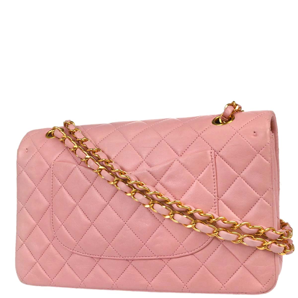 Chanel Pink Lambskin Medium Classic Double Flap Shoulder Bag
