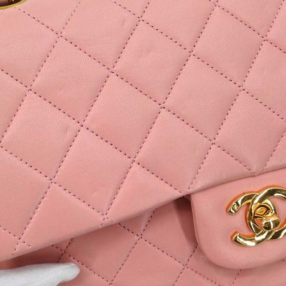 Chanel Pink Lambskin Medium Classic Double Flap Shoulder Bag