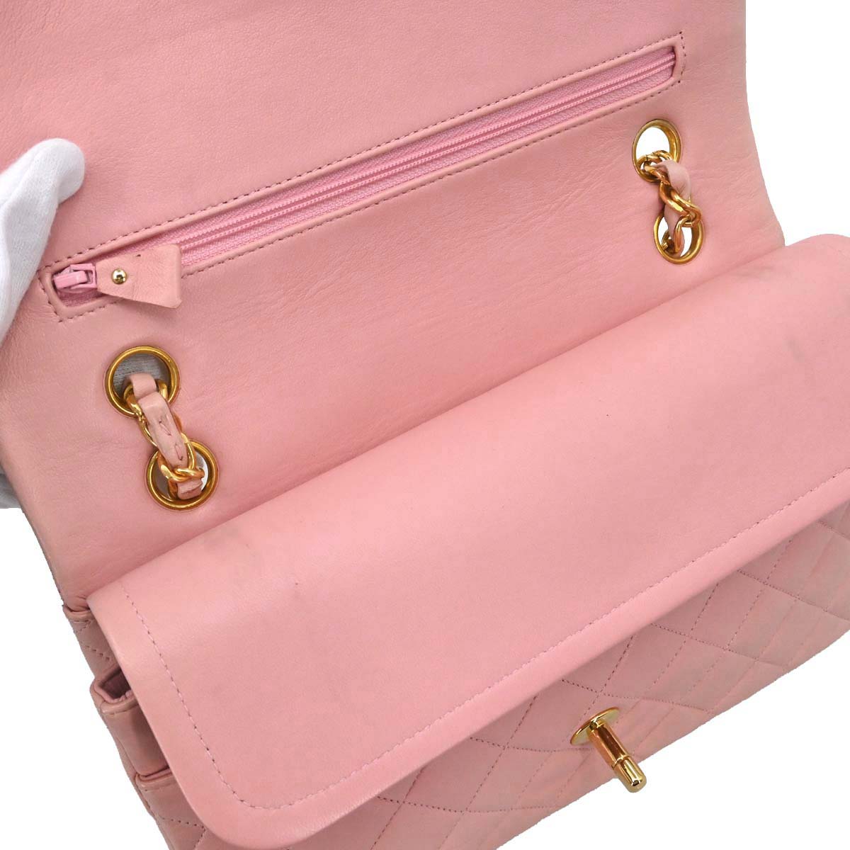 Chanel Pink Lambskin Medium Classic Double Flap Shoulder Bag