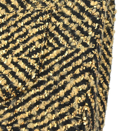 Chanel Black Gold Tweed Single Flap Shoulder Bag