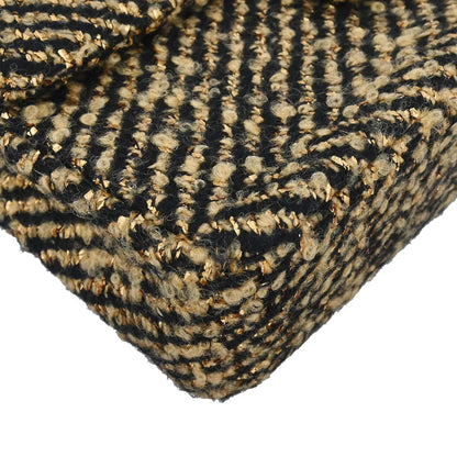 Chanel Black Gold Tweed Single Flap Shoulder Bag