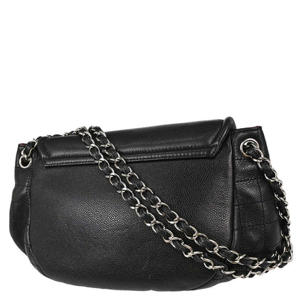 Chanel Black Caviar Skin Half Moon Flap Shoulder Bag
