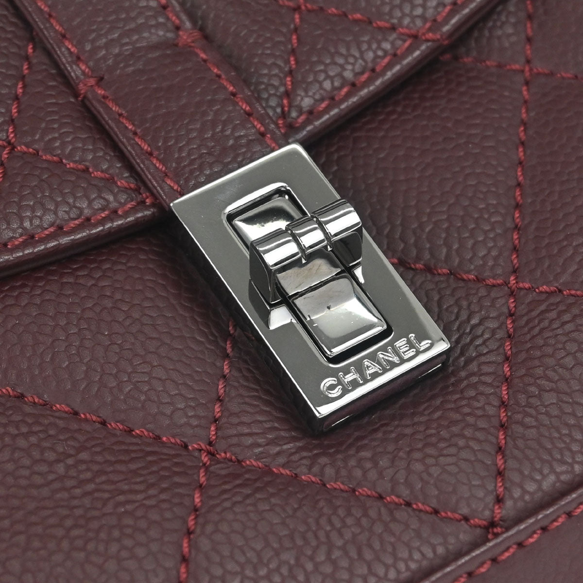 Chanel Bordeaux Caviar Skin Mademoiselle Lock Handbag