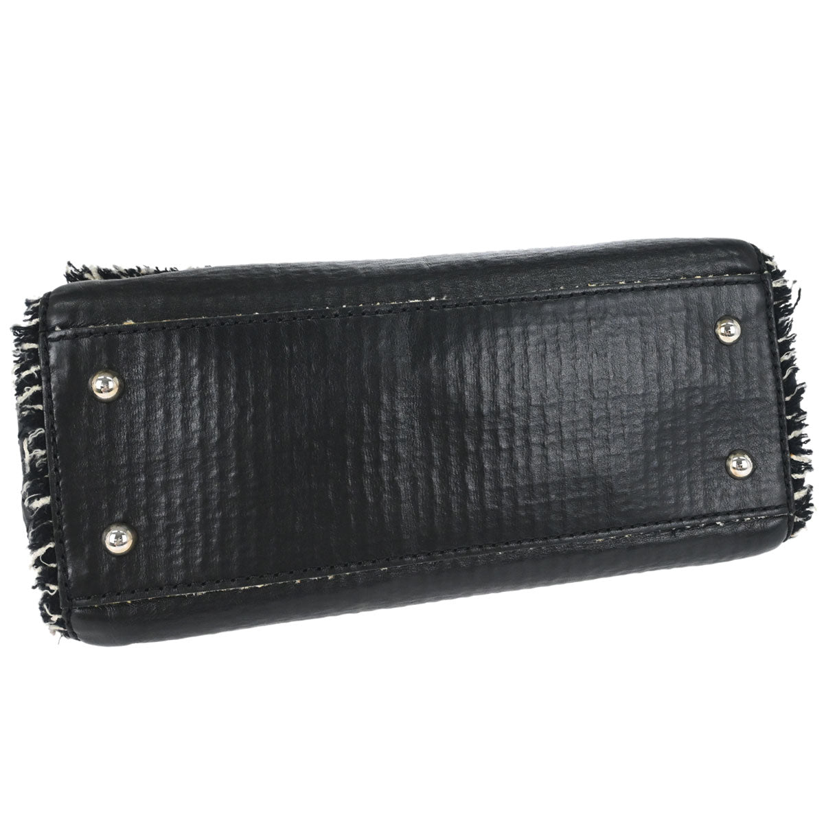 Chanel Black Leather Tweed Handbag