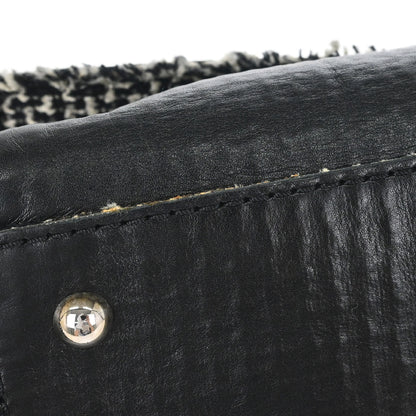 Chanel Black Leather Tweed Handbag