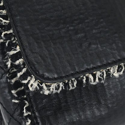 Chanel Black Leather Tweed Handbag