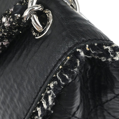 Chanel Black Leather Tweed Handbag