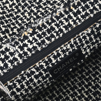 Chanel Black Leather Tweed Handbag
